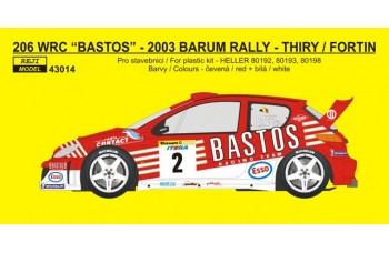 Decal – Peugeot 206 WRC „Bastos“ – B.Thiry  2003